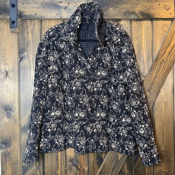 Coldwater Creek Reversible Floral Collared Button Up Jacket - Picture 1 of 7